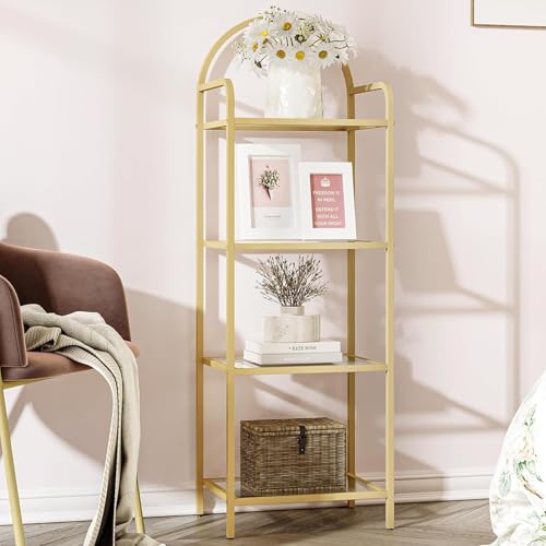 6 Tier Tempered Glass Steel Frame Bookcase D3299