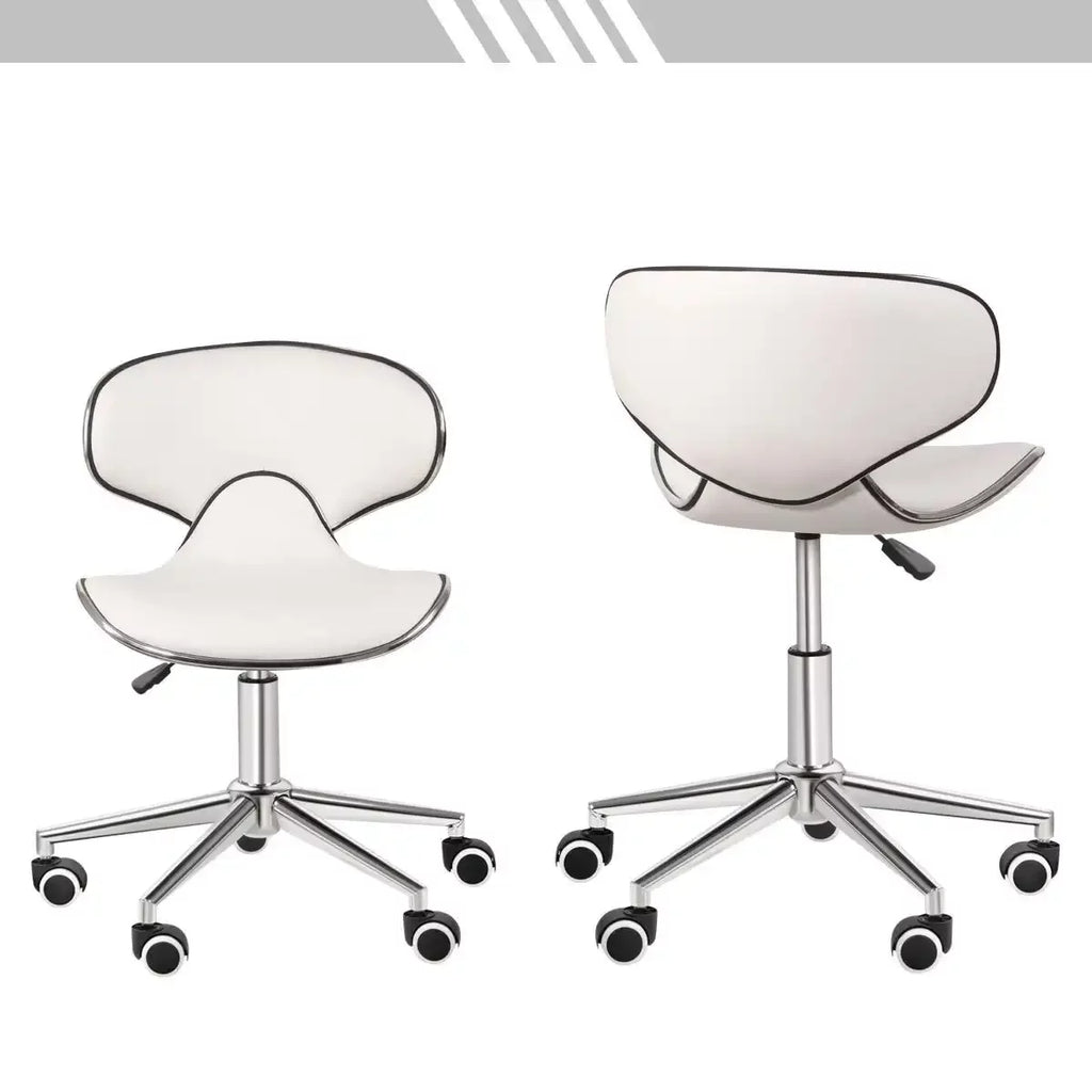 White Set of 2 Rolling Swivel Salon Stools O4415