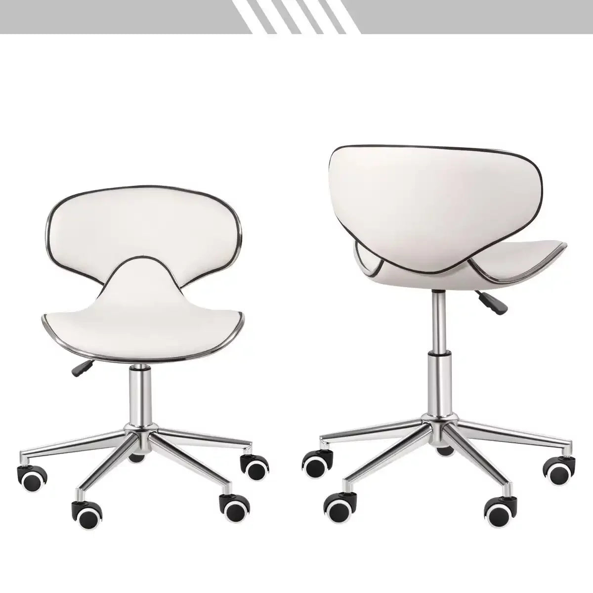 White Set of 2 Rolling Swivel Salon Stools O4415