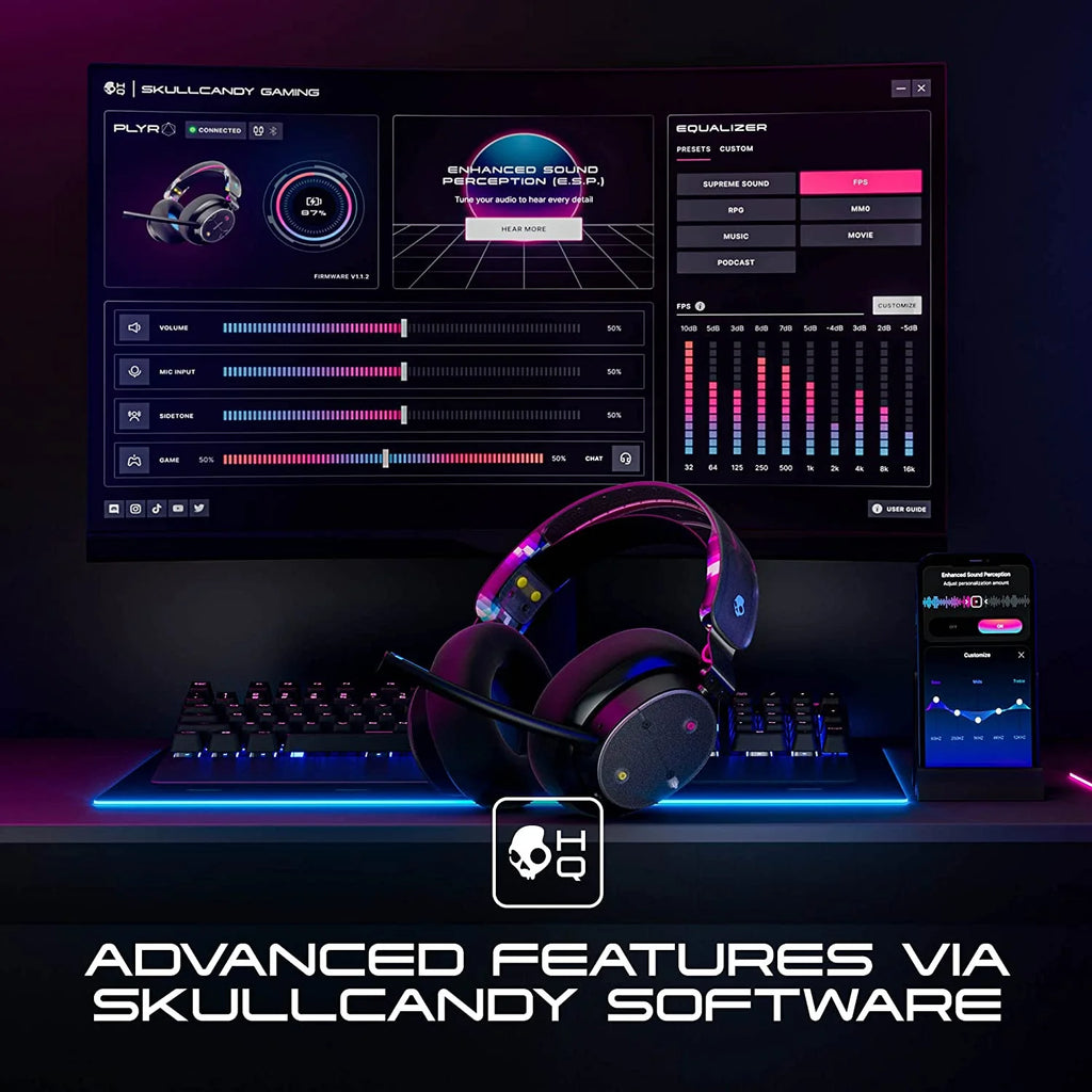 Black Wired/Wireless over-Ear Gaming Headset W340499