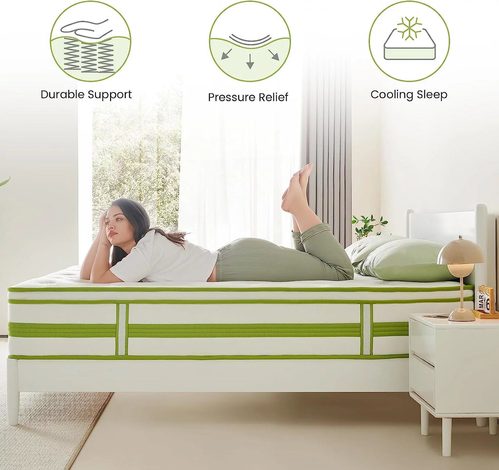 Queen 12 Inch Hybrid Memory Foam Mattress A8955