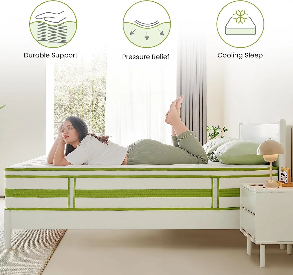 Queen 12 Inch Hybrid Memory Foam Mattress A8955