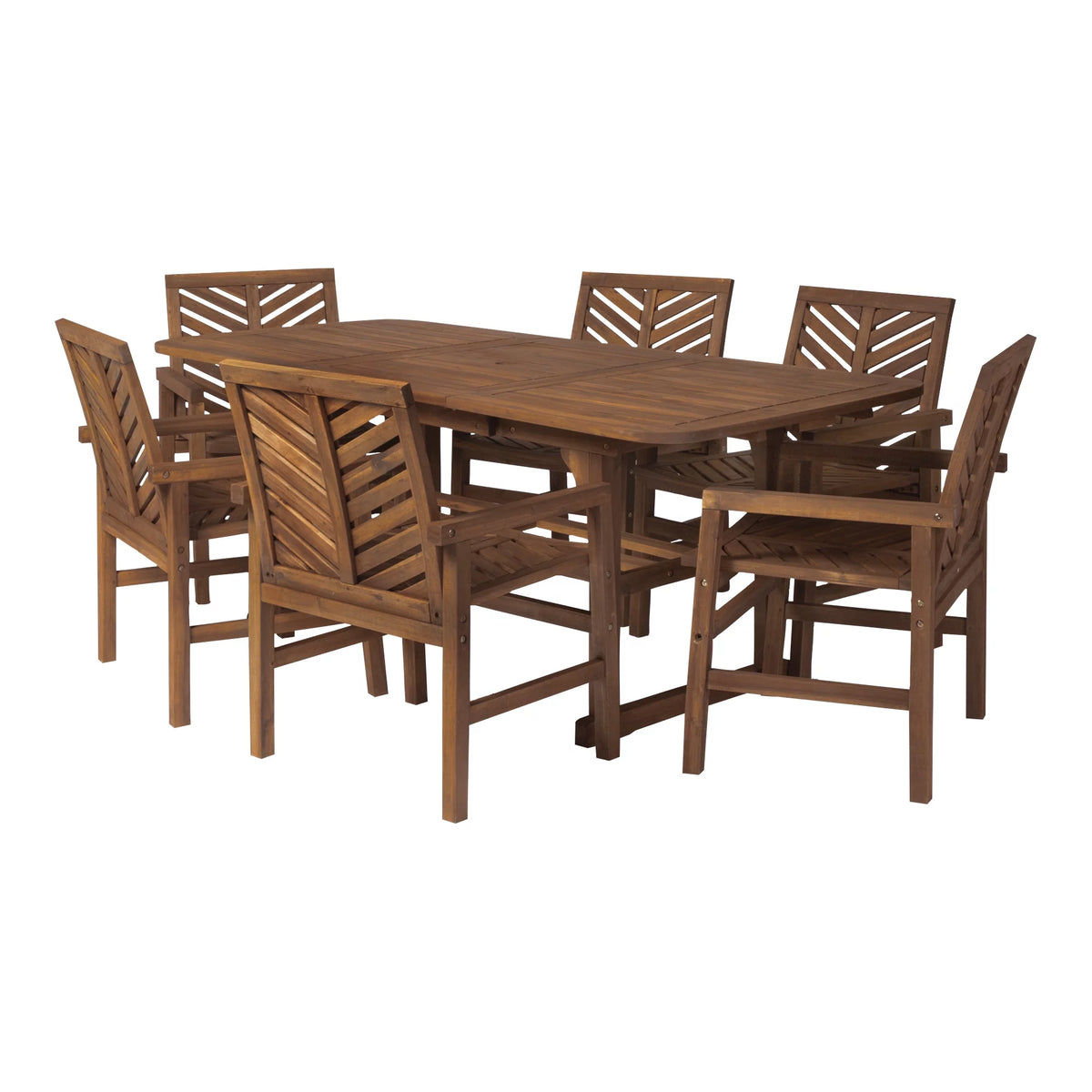 Dark Brown 7-Piece Wood Outdoor Patio Dining Set T890