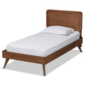 Walnut Brown Wood Twin Size Platform Bed J7576
