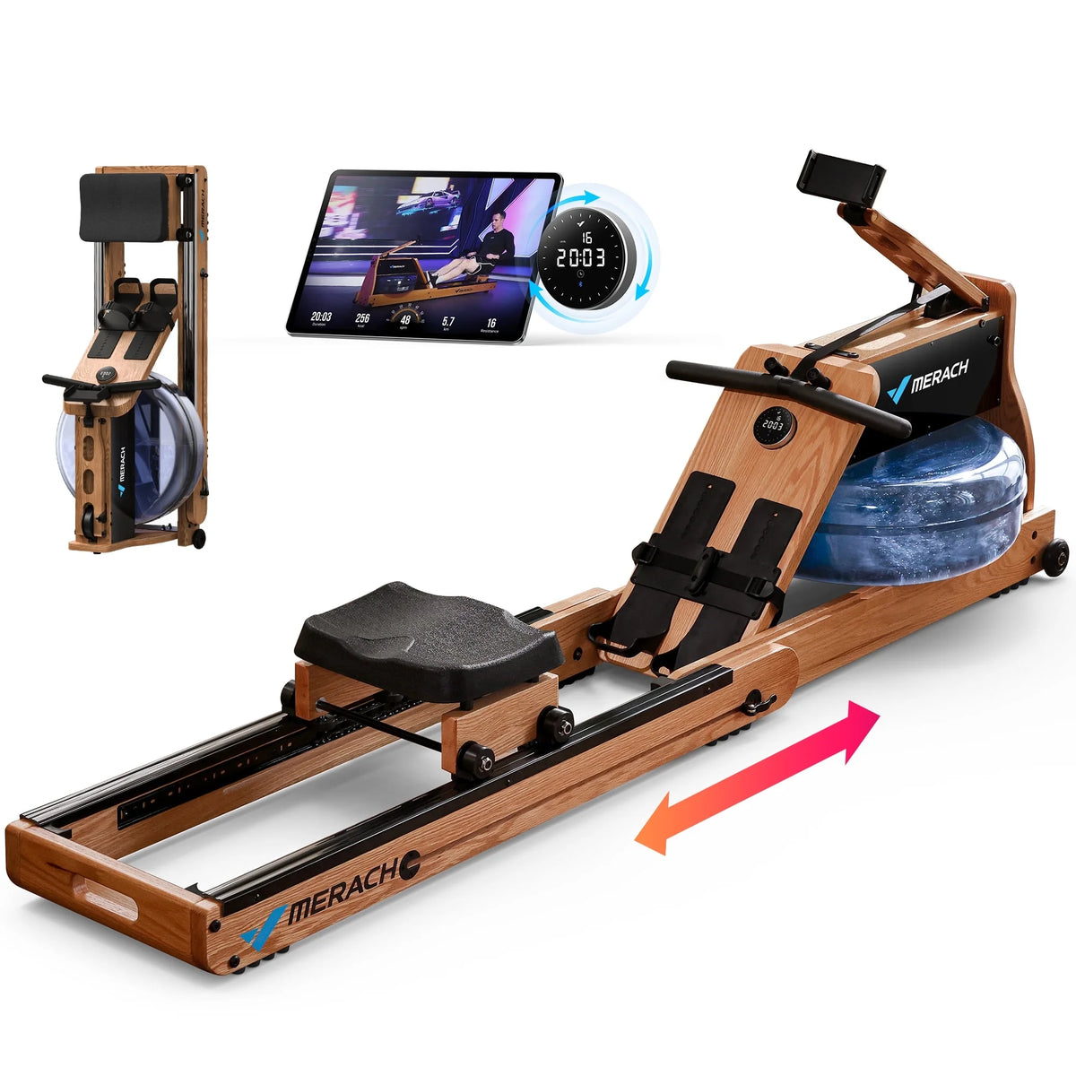 Foldable Solid Wood Rowing Machine X1437