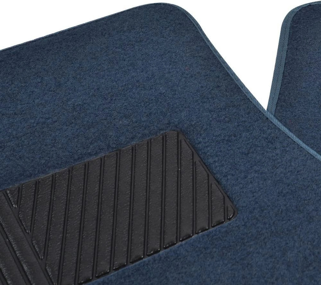 Blue 4PC Set of Carpet Car Floor Mats with Vinyl Heel Pad G97598