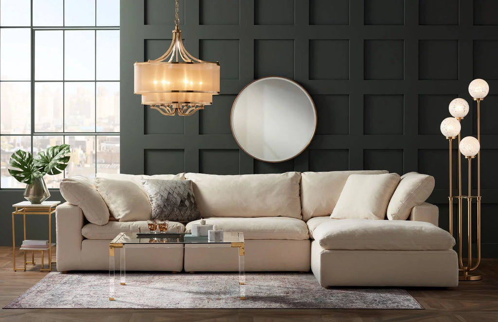 Modern Cast Acrylic Square Coffee Table 40" Wide Clear Gold Tempered Glass Tabletop M48606