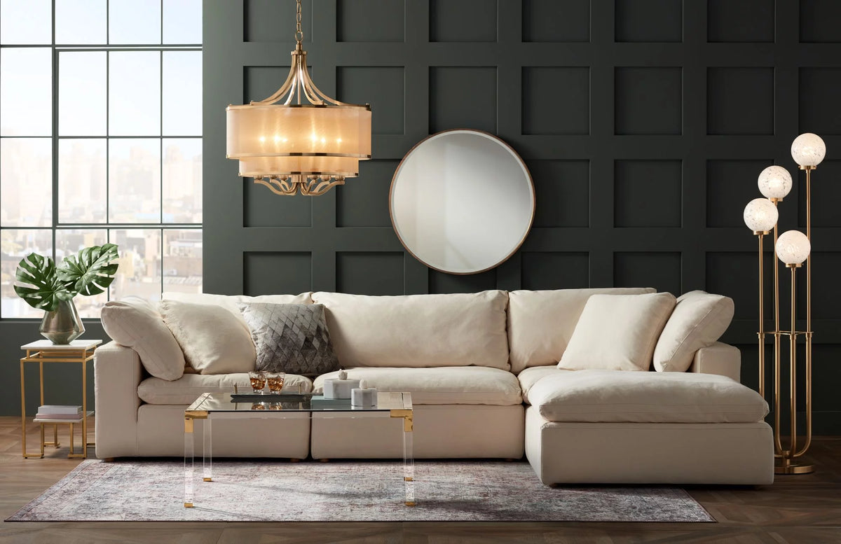 Modern Cast Acrylic Square Coffee Table 40" Wide Clear Gold Tempered Glass Tabletop M48606