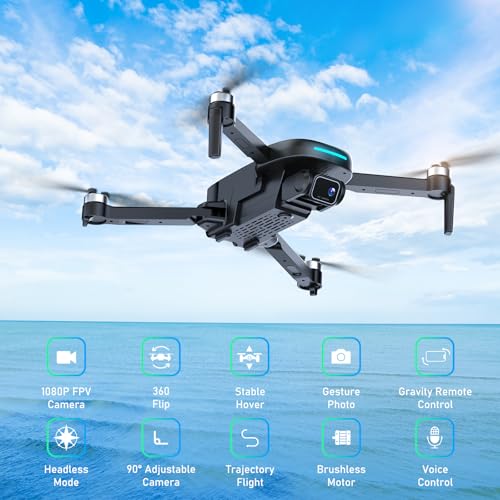 1080P HD FPV Camera Drone with Brushless Motor, 2 Batteries, Foldable S761363