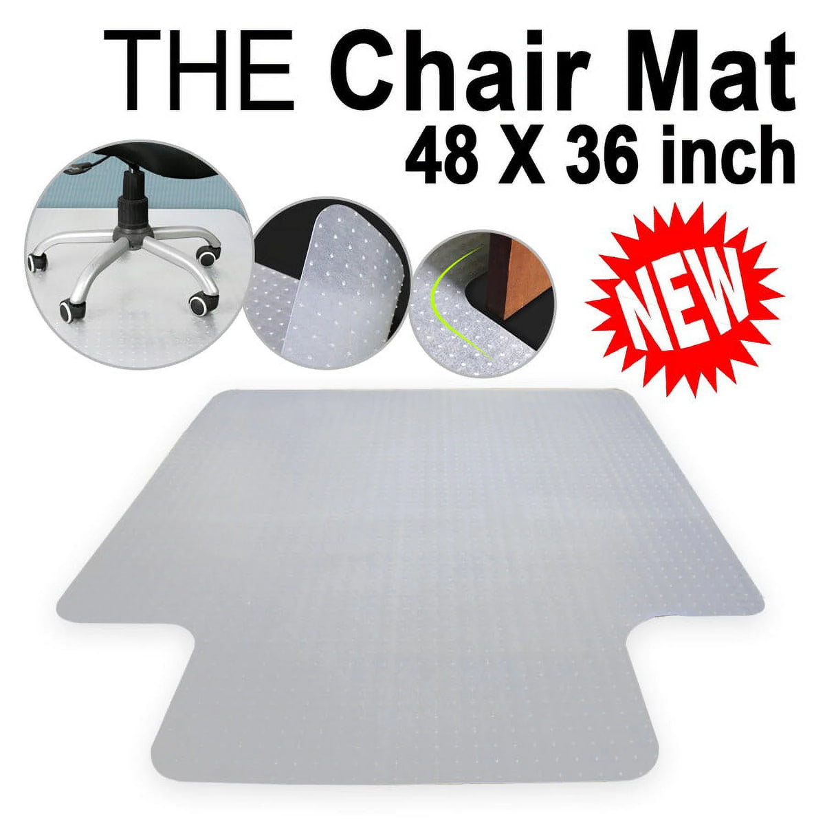 48"x36" Clear Office Chair Mat with Lip C11467