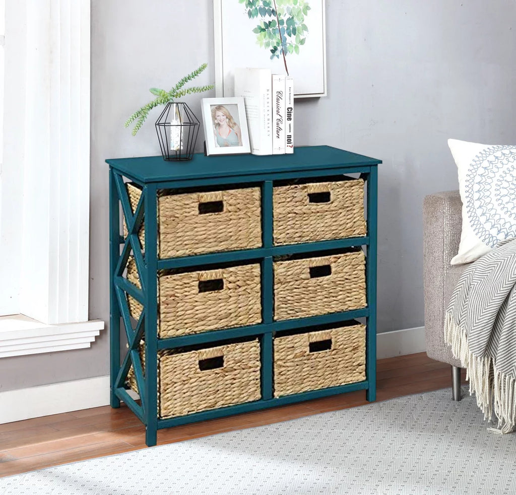 3 Tier Storage Cabinet with 6 Wicker Baskets R562