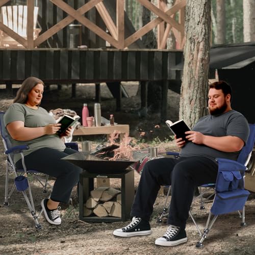 Oversized Steel Blue Folding Camping Chair F775