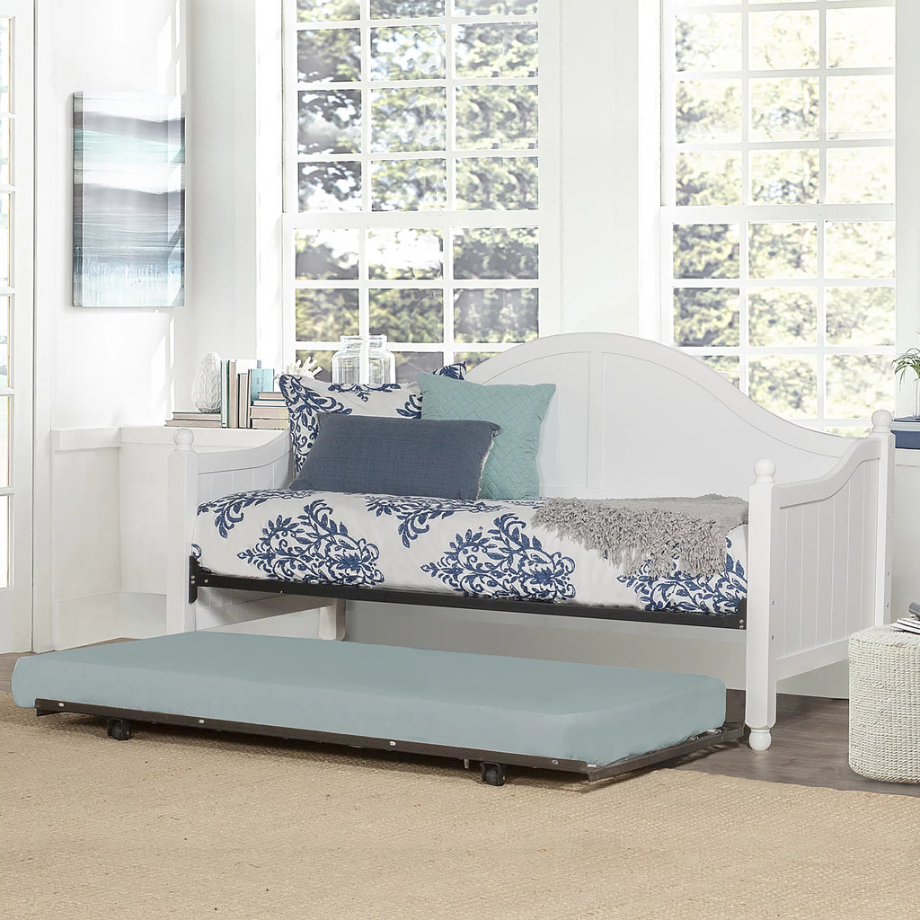 White Wood Twin Daybed with Trundle S997909
