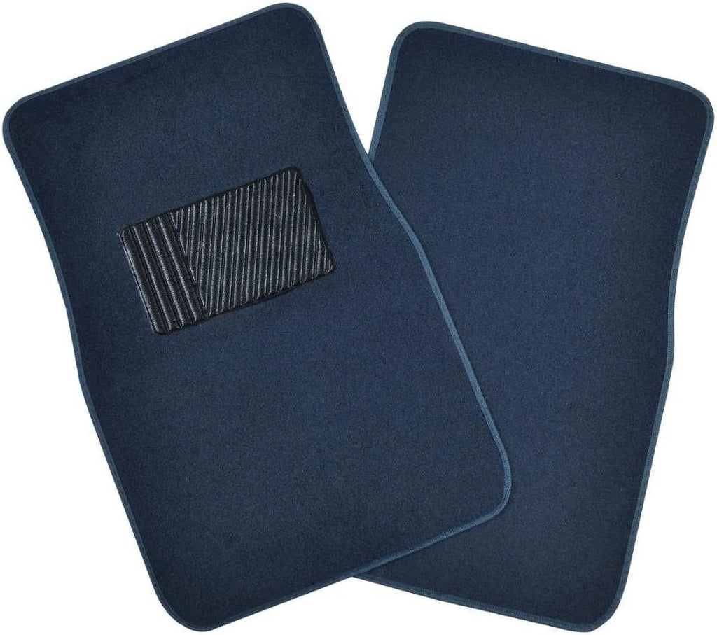 Blue 4PC Set of Carpet Car Floor Mats with Vinyl Heel Pad G97598
