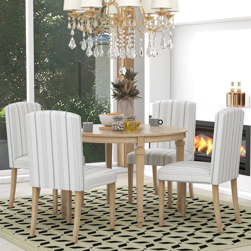 Round Dining Table Set for 4, 5-Piece Solid Wood P7671