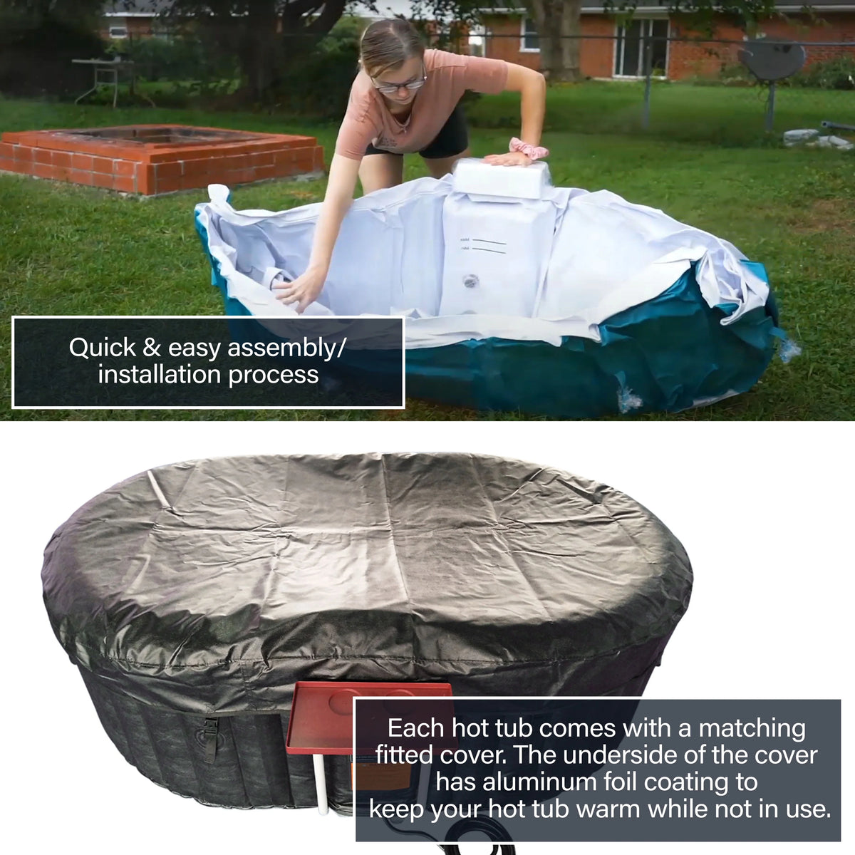 145 Gallon 2 Person Brown Oval Inflatable Hot Tub U75874