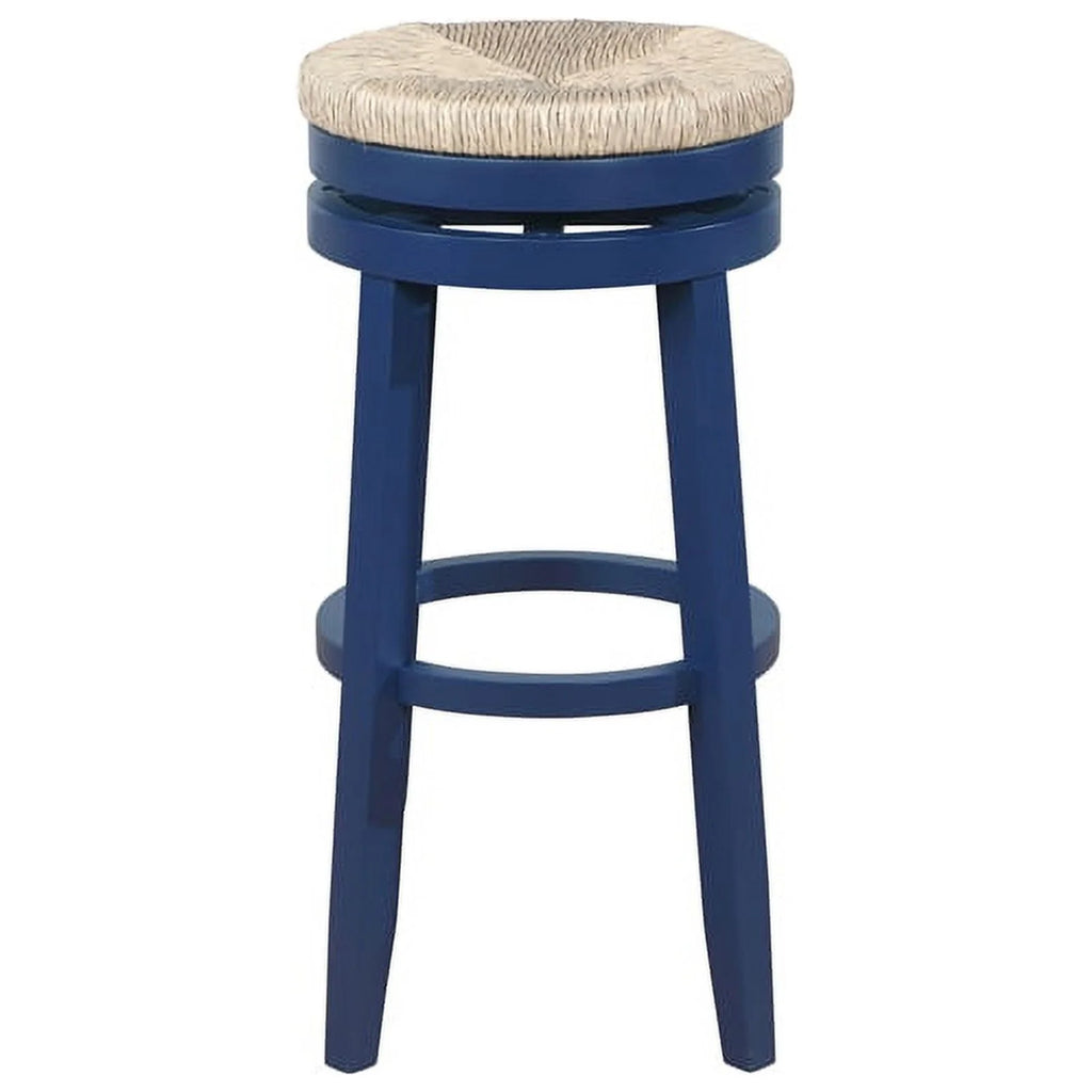 Navy Blue Wood Swivel Barstool Y55419