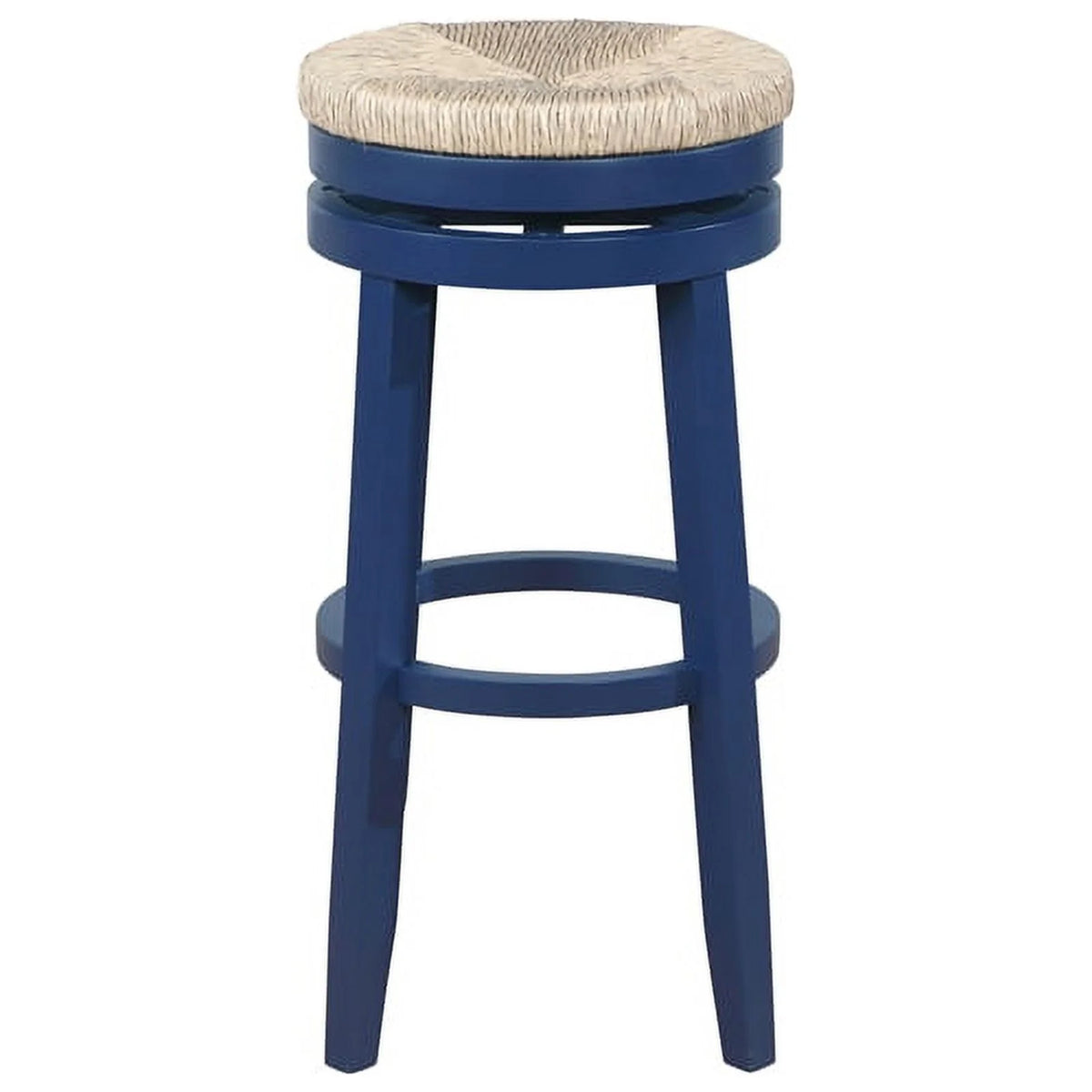 Navy Blue Wood Swivel Barstool Y55419