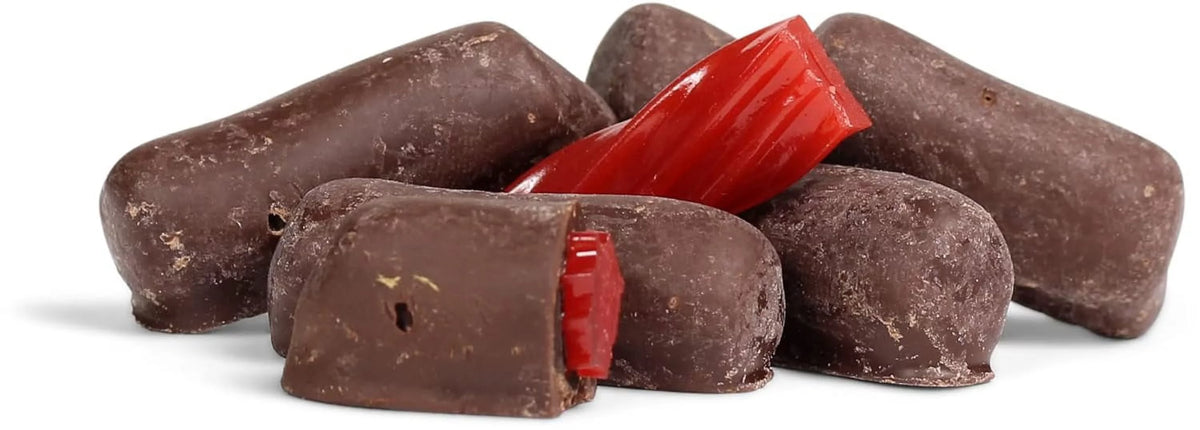 5 Lbs Strawberry Licorice Bits Dark Chocolate Covered Vegan Non-Dairy Kosher Parve B3844