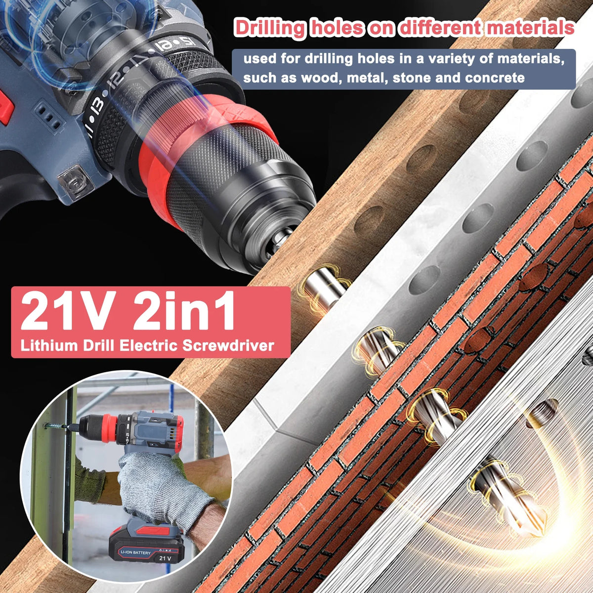 Electric Drill 2in1 Lithium Screwdriver Power Tool R241