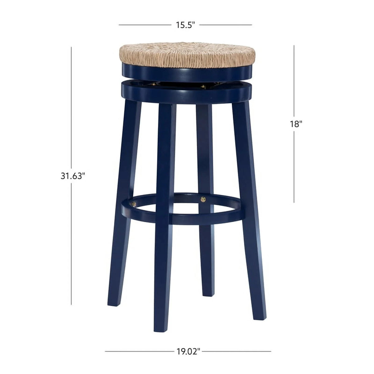 Navy Blue Wood Swivel Barstool Y55419