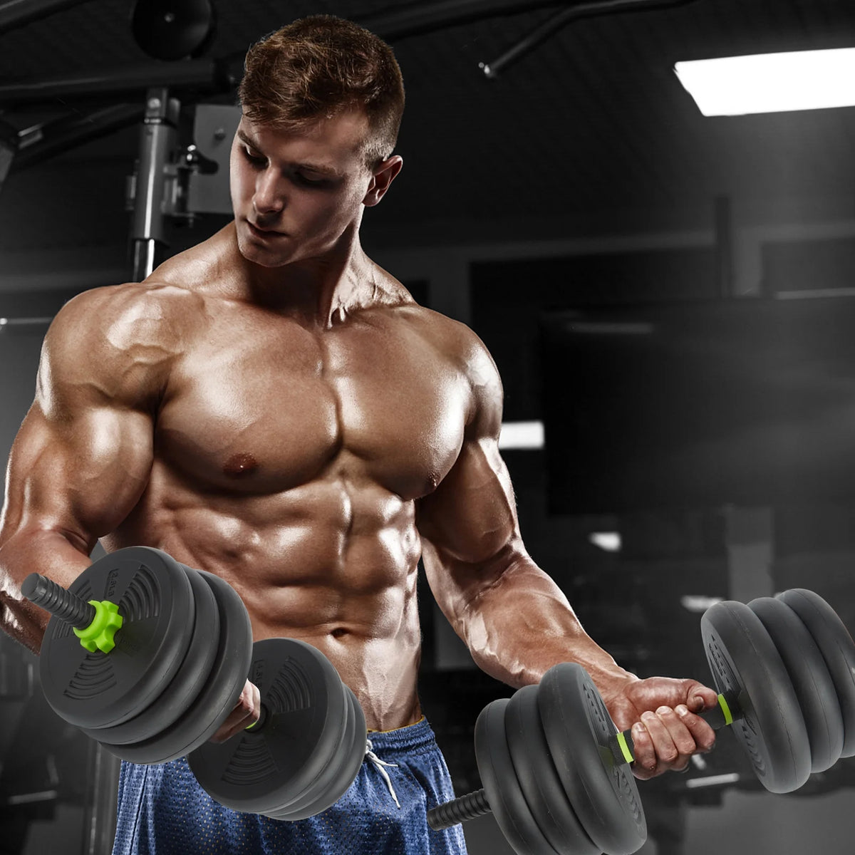 Adjustable 66LBS 88LBS 4 in1 Dumbbell Barbell Kettlebell Set A408266