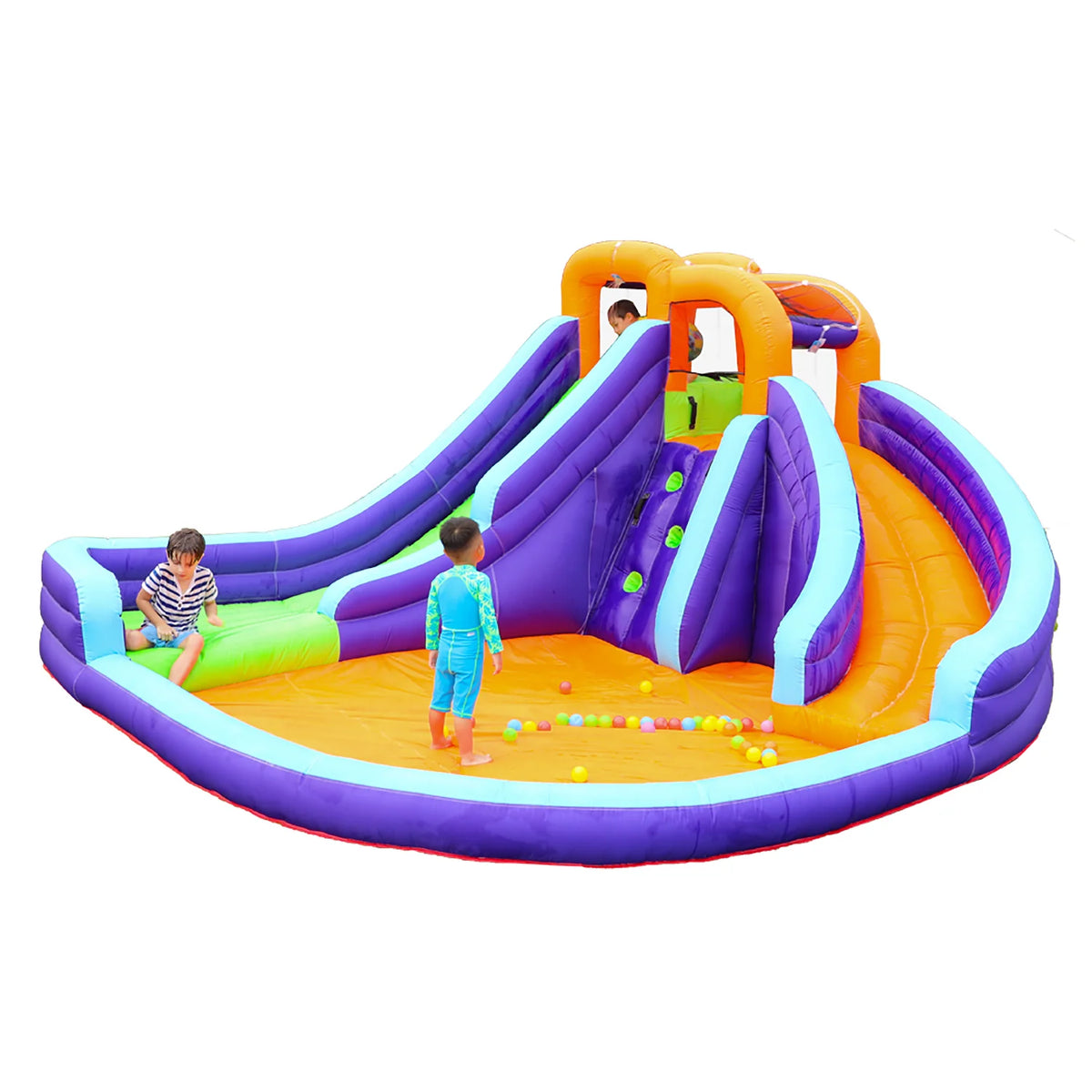 Double Slide Inflatable Water Park with Climbing Wall & Water Cannon G514775