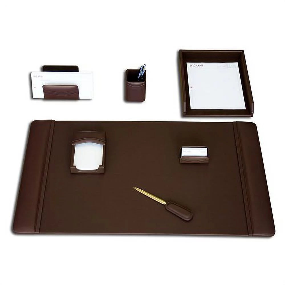 Black Leather 7-Piece Desk Set X90577
