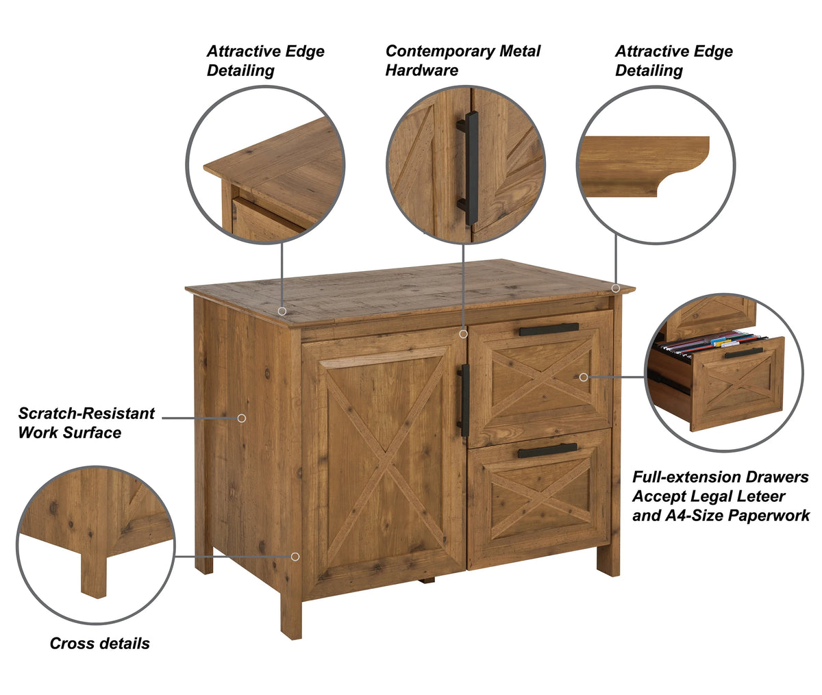Rustic Brown 2-Drawer Filing Cabinet W75693