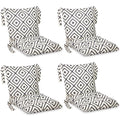 4 Pcs Outdoor Patio Chair Cushions with Back, 21.7 x 43.3 Inch Buffalo Plaid Black and White F3287