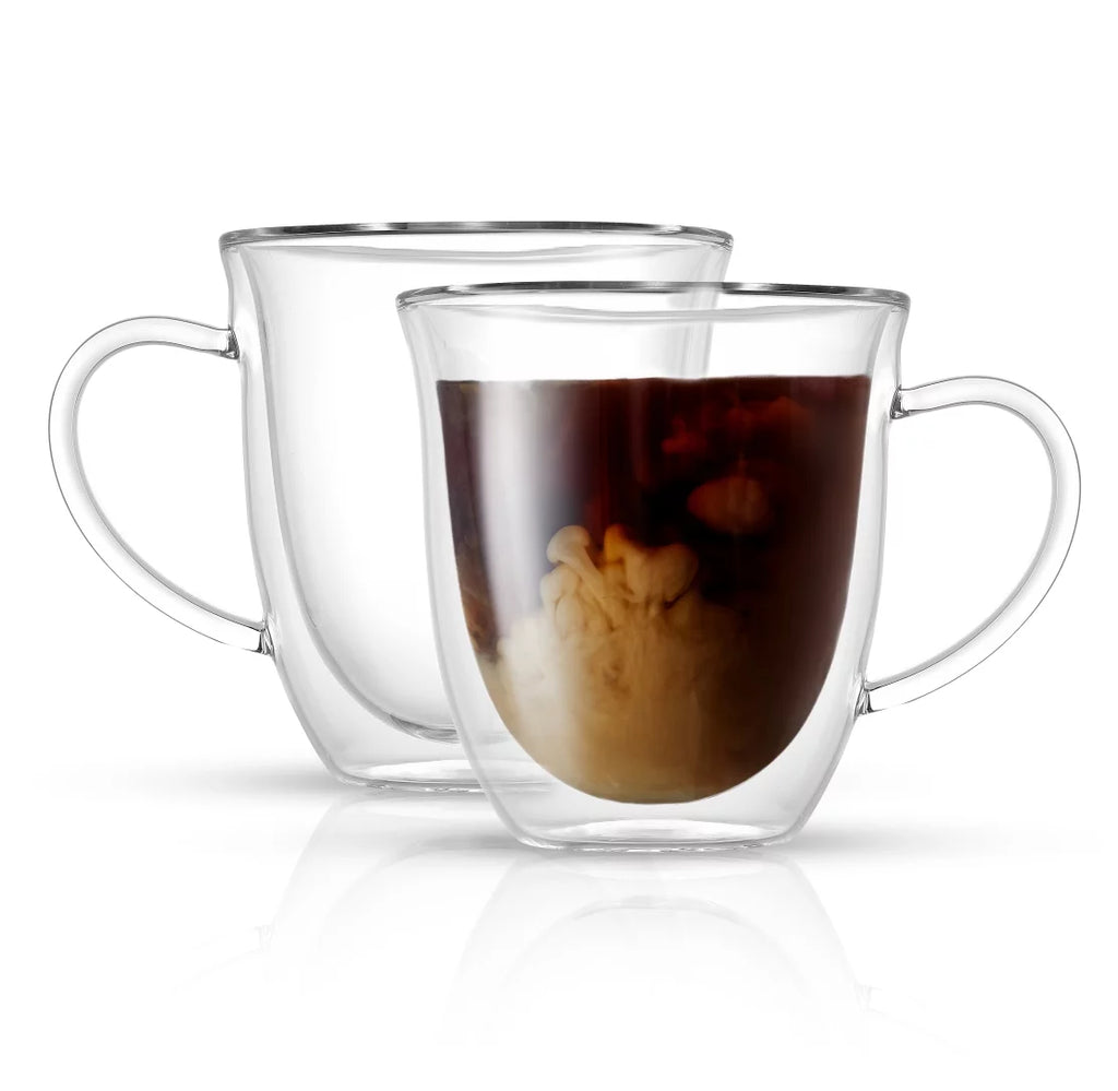 Glass Double Wall Insulated Coffee Mug Set of 2 13.5 oz Z21279