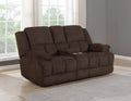 Brown Upholstered Power Loveseat with Console T473