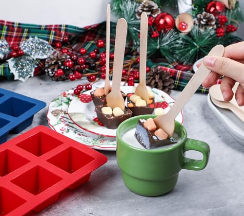 Silicone Hot Chocolate Spoon Molds 2-Pack with 30 Wooden Spoons K165336