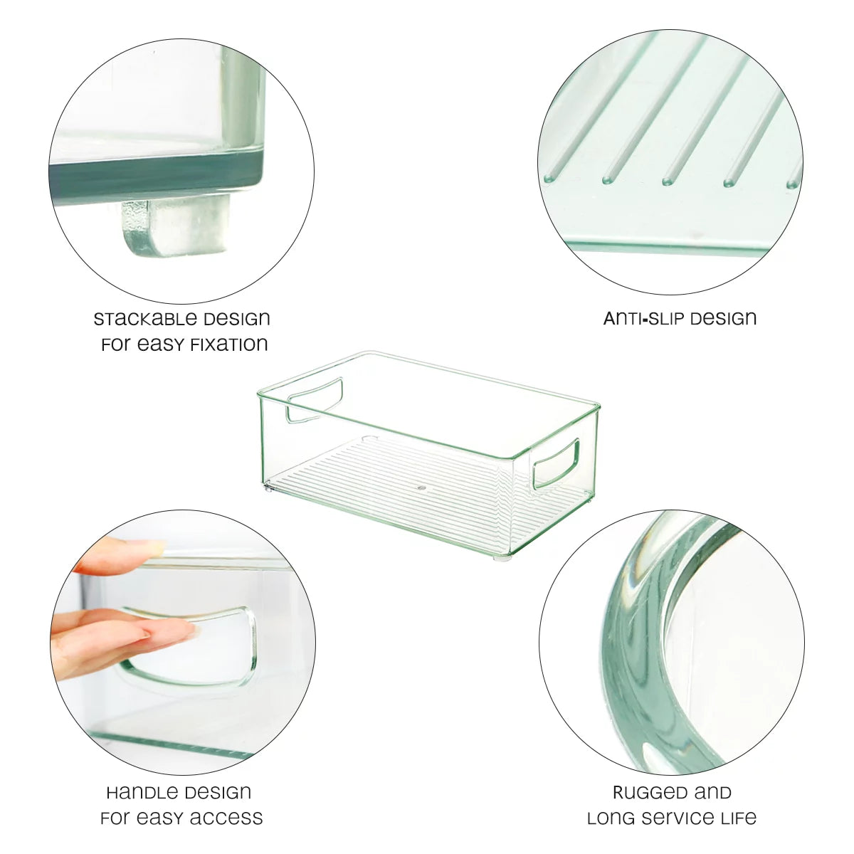 Set of 8 Stackable Plastic Refrigerator Organizer Bins W947