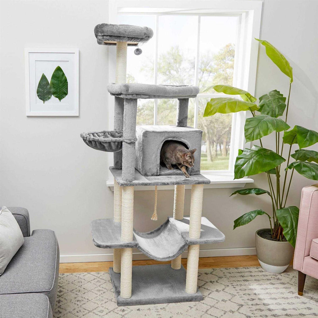 73-in Cat Tree with Hammock Condo and Bed B2496