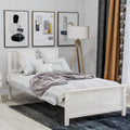 White Twin Wood Platform Bed with Headboard & Footboard N24158