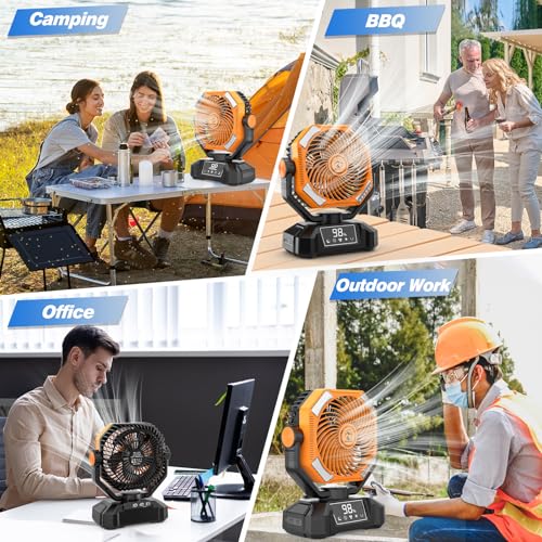20000mAh Rechargeable Battery Powered Camping Fan with LED Lantern H12729