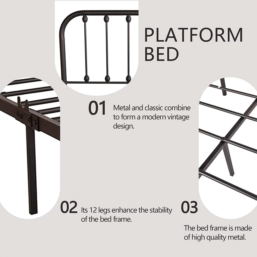Sturdy Metal Platform Full Bed Frame G429