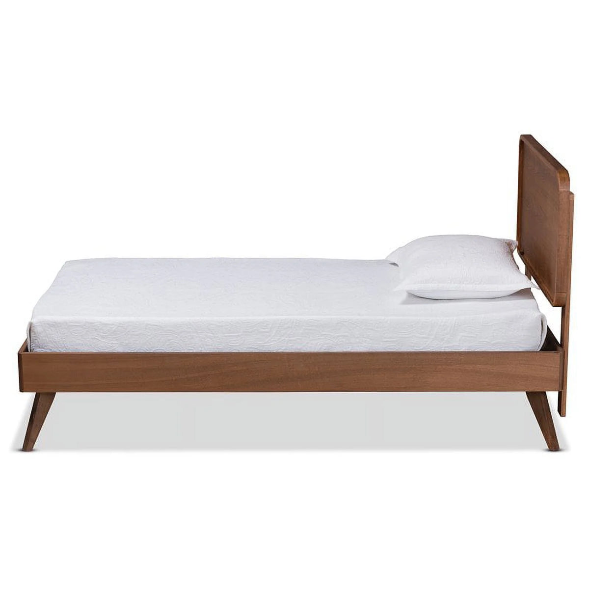 Walnut Brown Wood Twin Size Platform Bed J7576
