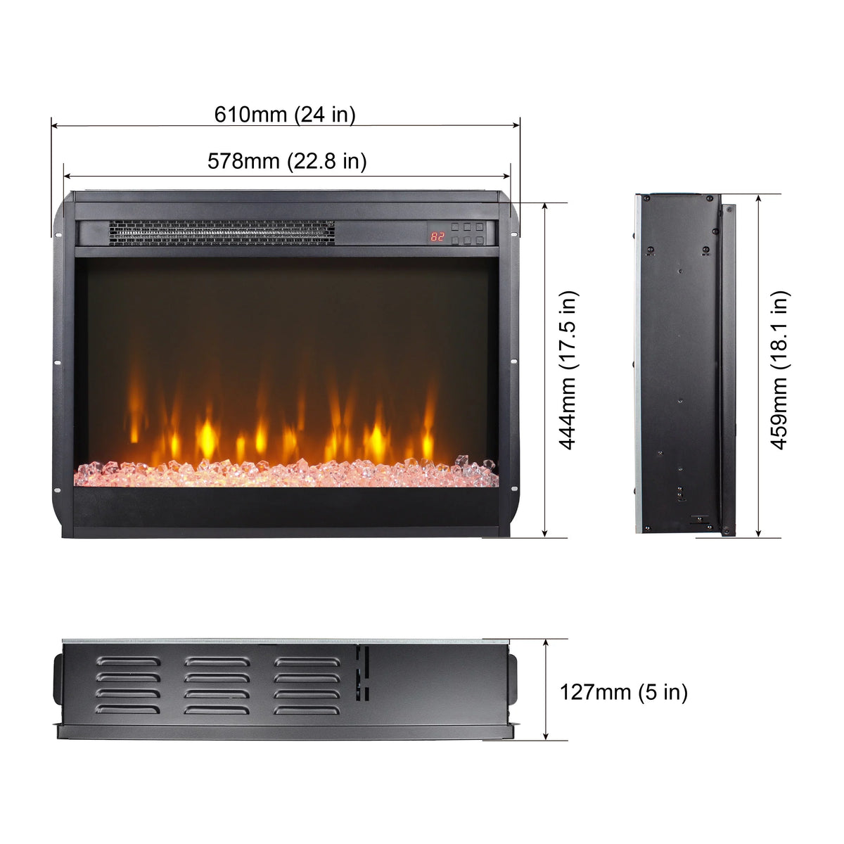 60 Inch Electric Fireplace Media TV Stand with LED Lights J711587