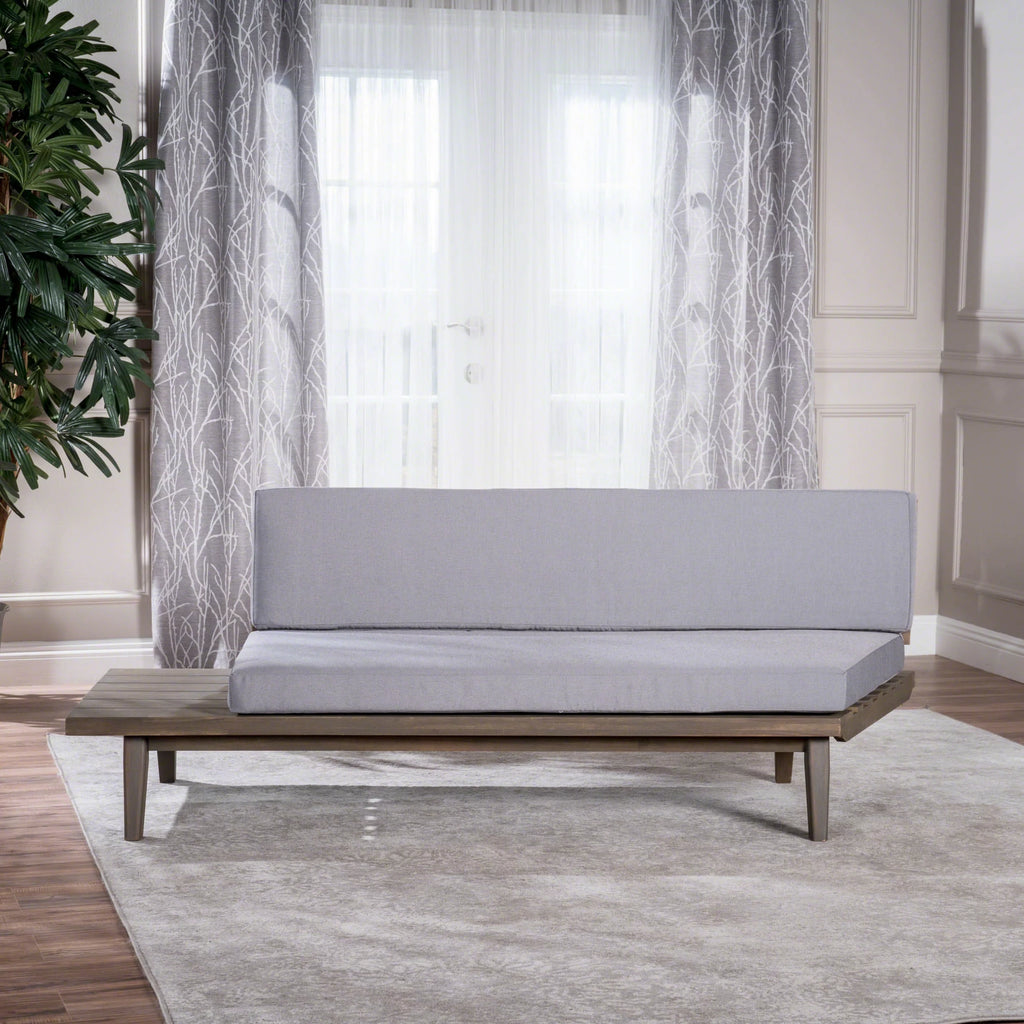 Left Sided Acacia Wood Sofa with Cushions F686227