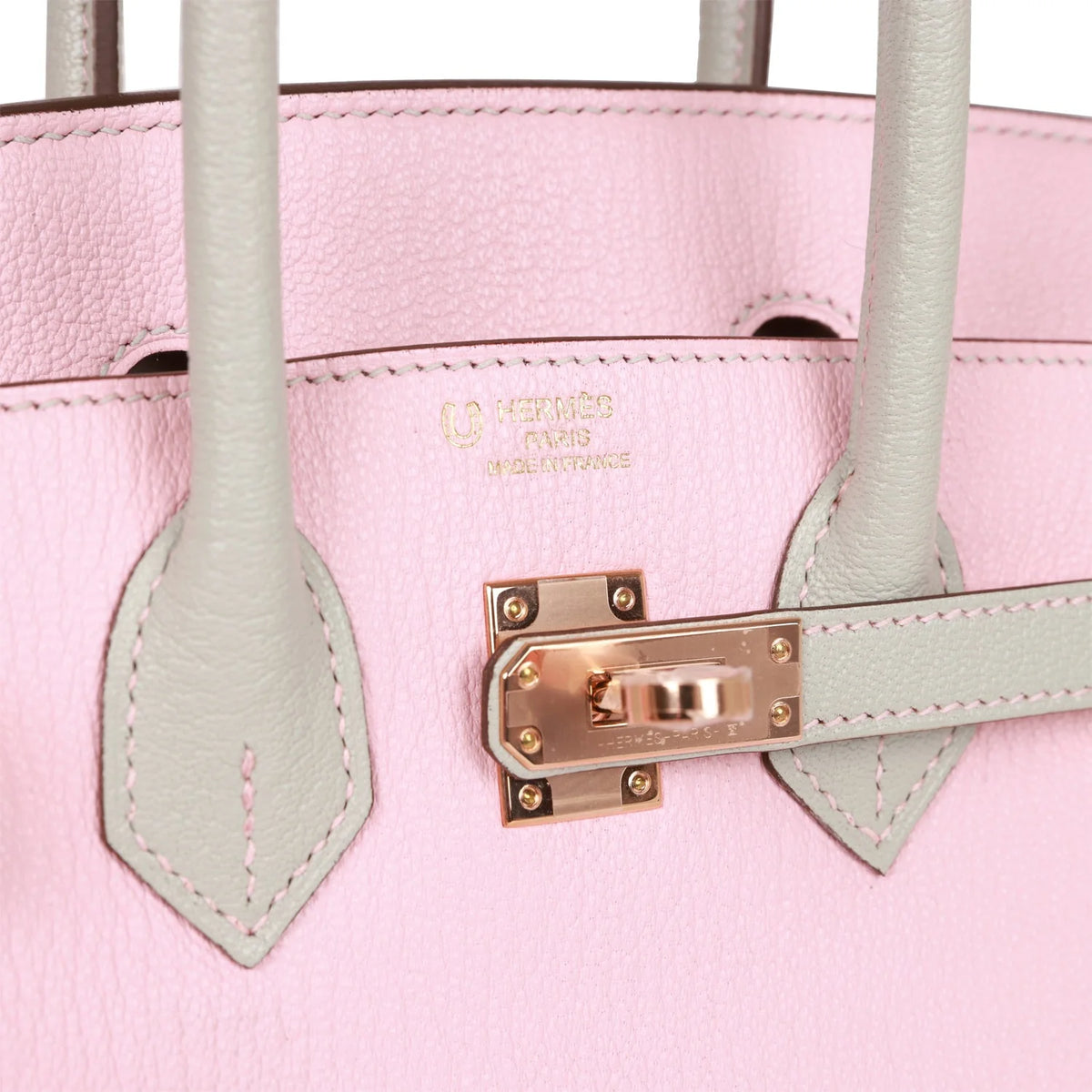 Rose Sakura and Gris Perle Chevre Mysore Handbag U7738