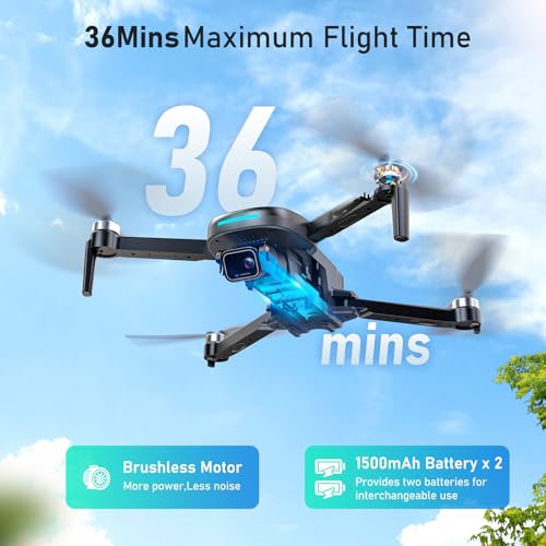 1080P HD FPV Camera Drone with Brushless Motor, 2 Batteries, Foldable S761363