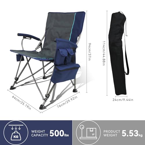 Oversized Steel Blue Folding Camping Chair F775