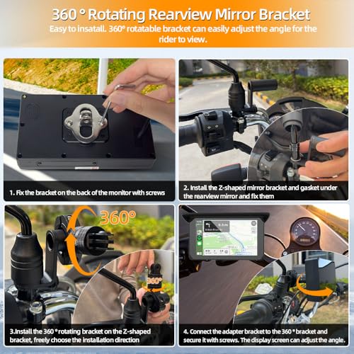 5 Inch Waterproof Motorcycle Carplay Touchscreen Dash Camera D553047