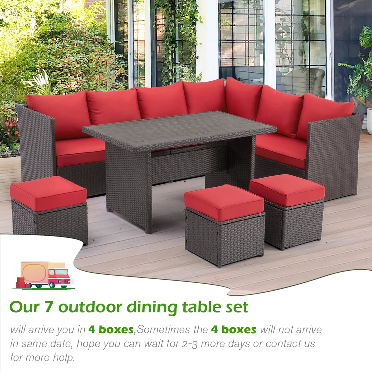 7 Piece Rattan Wicker Patio Conversation Set U36263