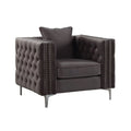 Gray Fabric Upholstered Wooden Sofa Chair with Throw Pillow P211