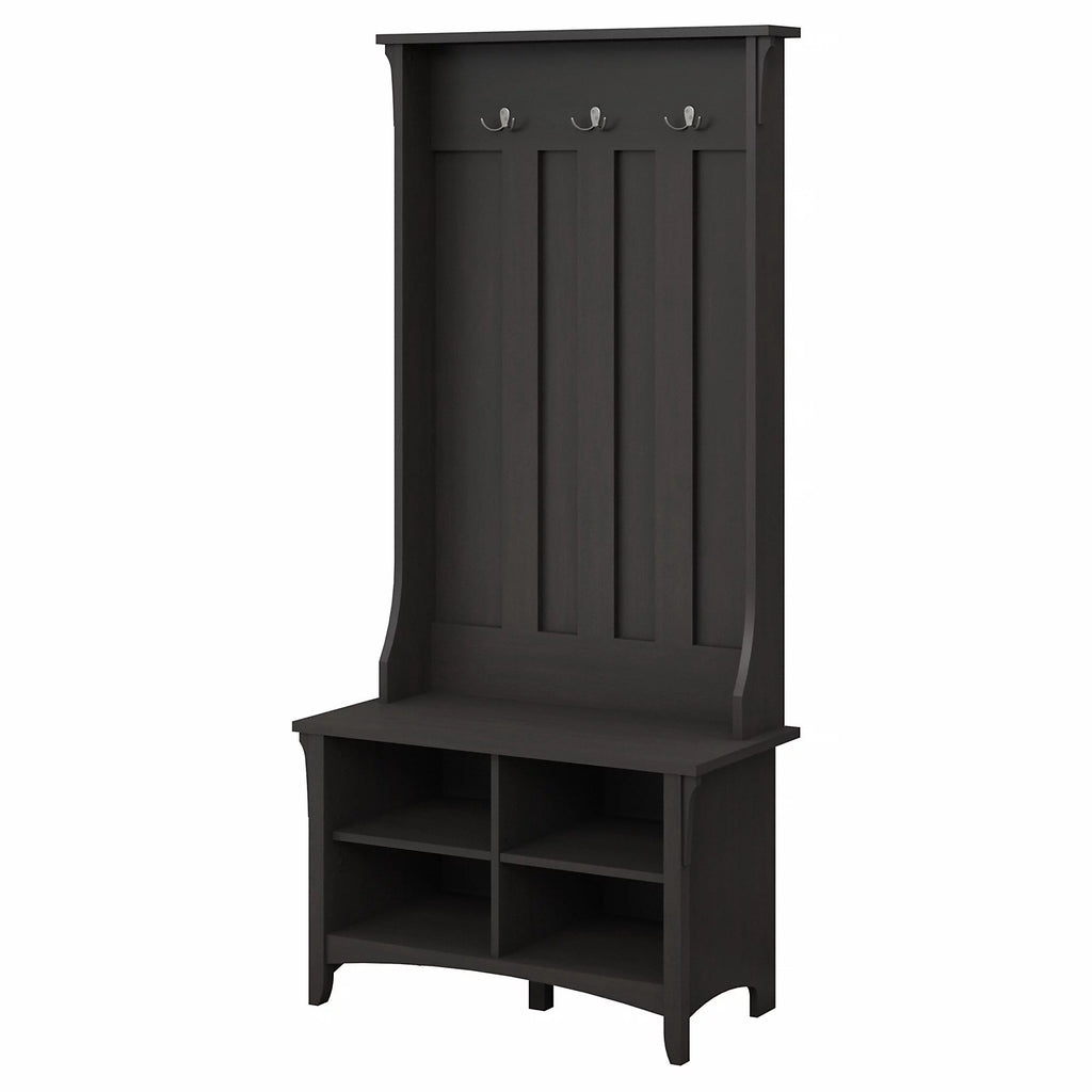 Vintage Black Hall Tree with Storage Bench D82554