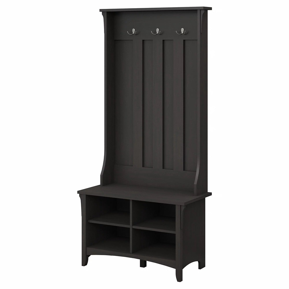 Vintage Black Hall Tree with Storage Bench D82554