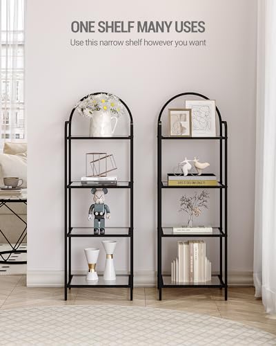 6 Tier Tempered Glass Steel Frame Bookcase D3299